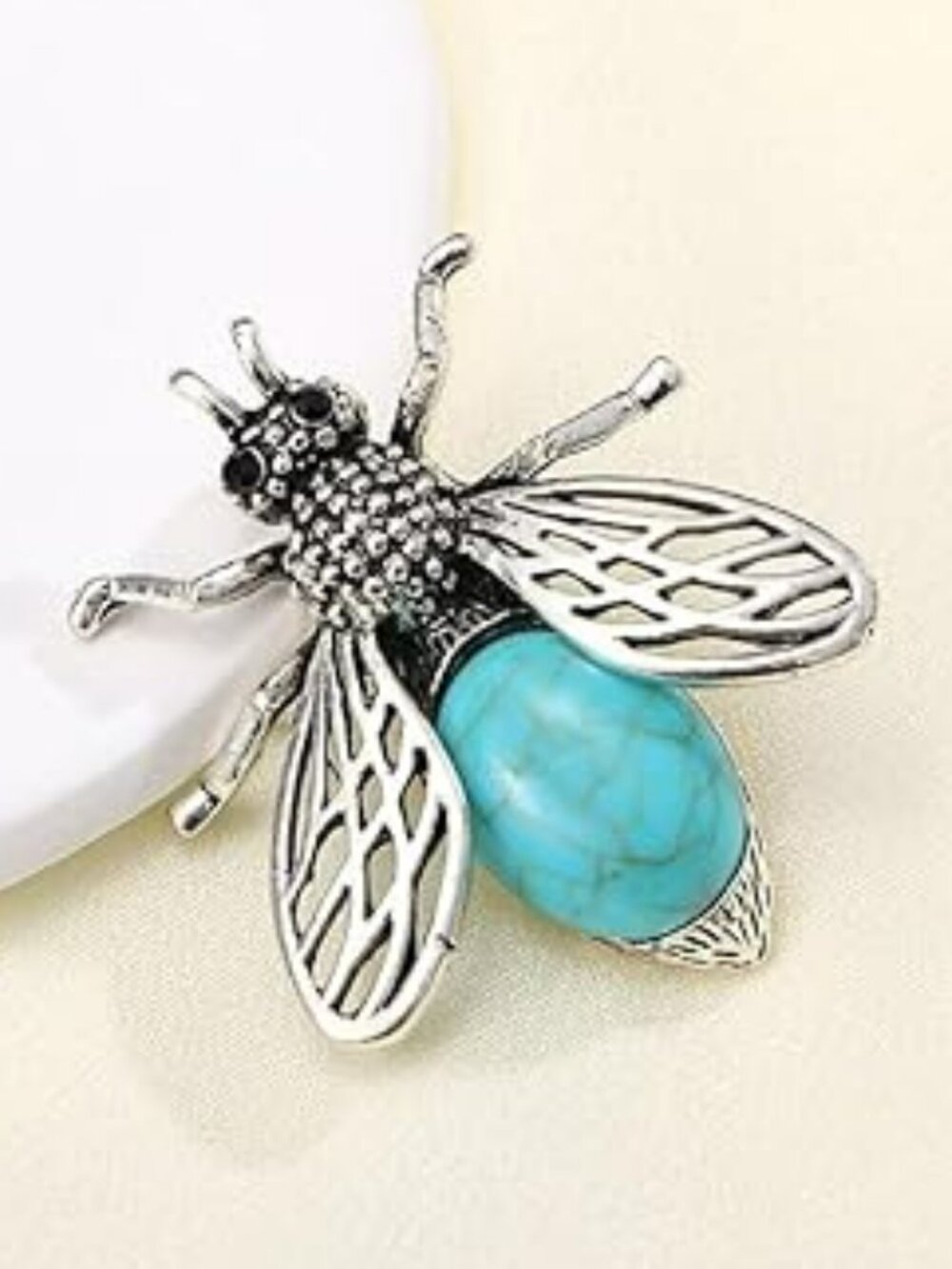 Turquoise Bee Brooch Pin Boho Cowgirl Western Chunky Jewelry